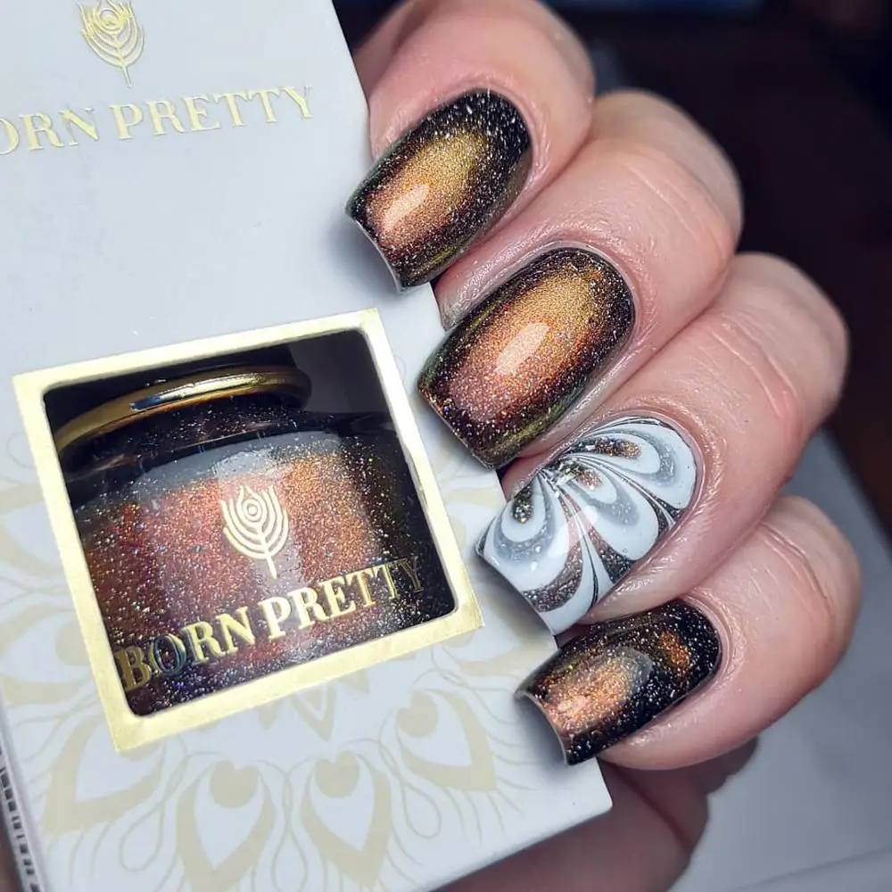 BORN PRETTY 1 бутылка голографический Хамелеон для использования с магнитом эффект кошачьих глаз лак для ногтей 8 цветов черная основа требуется