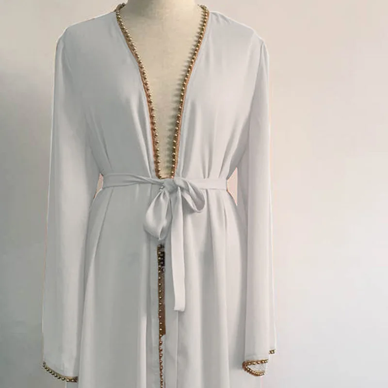 

Muslim Women Belt Cardigan Long Sleeve Spring Summer Fall Arabic Abaya SZ1830