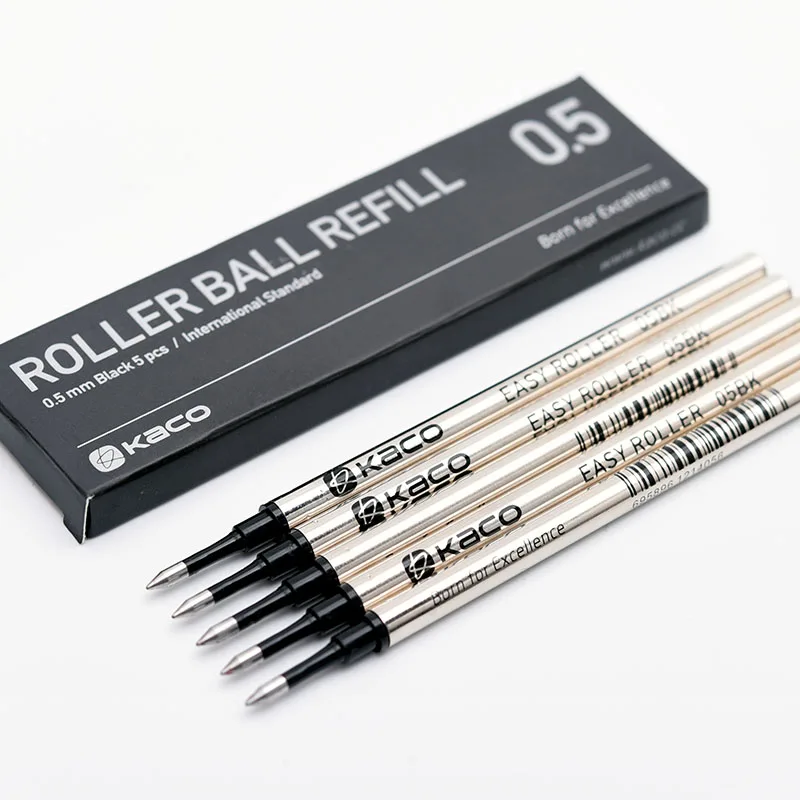 

5 шт./кор. международный стандарт Kaco Rollerball стержень металлический стержень черные чернила 0,5 мм знак заправки для ручек школы и офиса