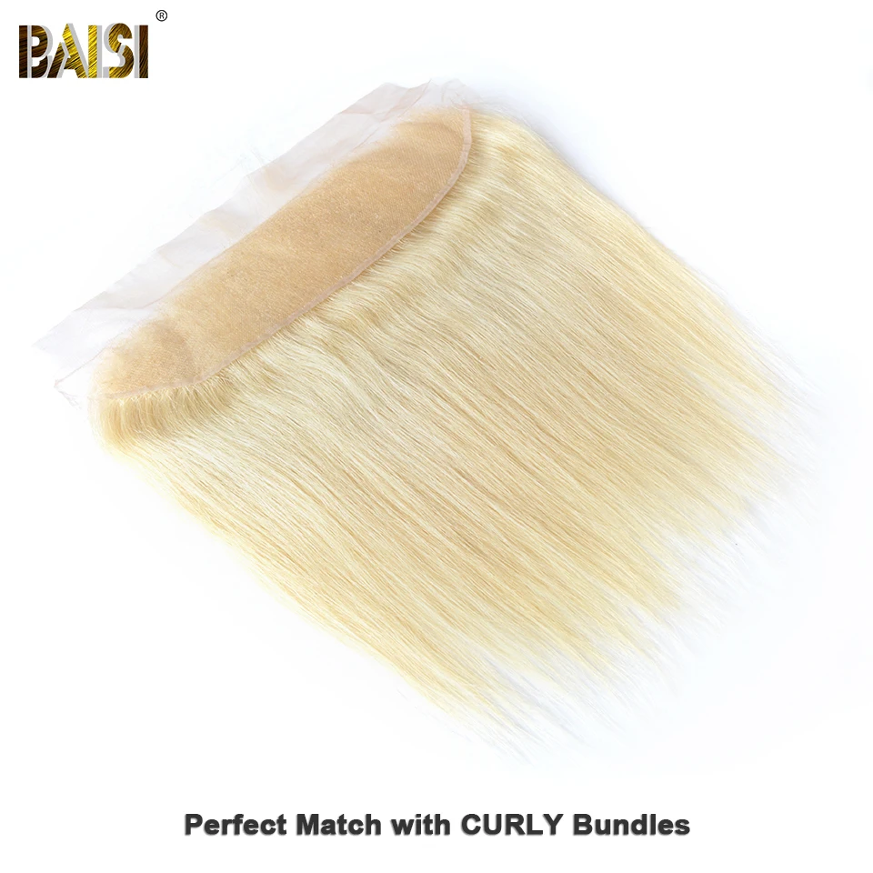 BAISI Hair Brazilian Remy Hair 613 Blonde Colored Lace Frontal Pre-Plucked Natural Hairline Human Hair