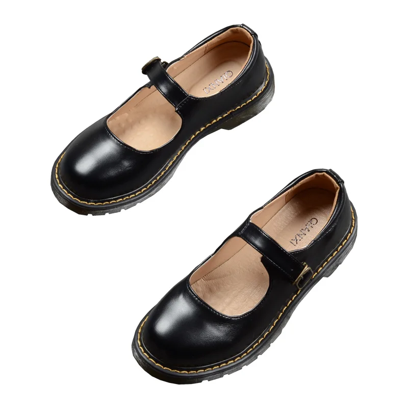 

Vintage women's shoes 2019 spring new Korean Harajuku Style flat bottom Round Head PU shoes JK Uniform Lolita Shoes