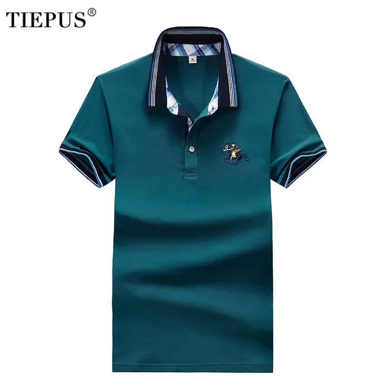 TIEPUS, рубашка поло, Мужская модная хлопковая рубашка поло, Мужская Однотонная рубашка поло с отворотом и вышивкой пони, деловая рубашка поло, мужская одежда