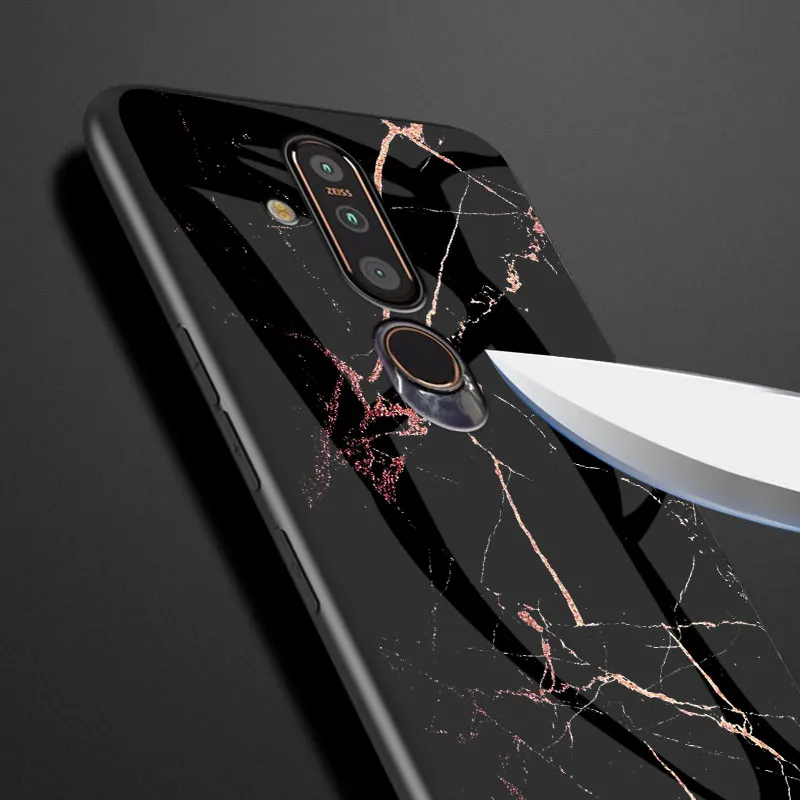 Чехол для Nokia X71 X7 X6 1 Plus 4 2 7 3 X 71 противоударное закаленное стекло с мраморным