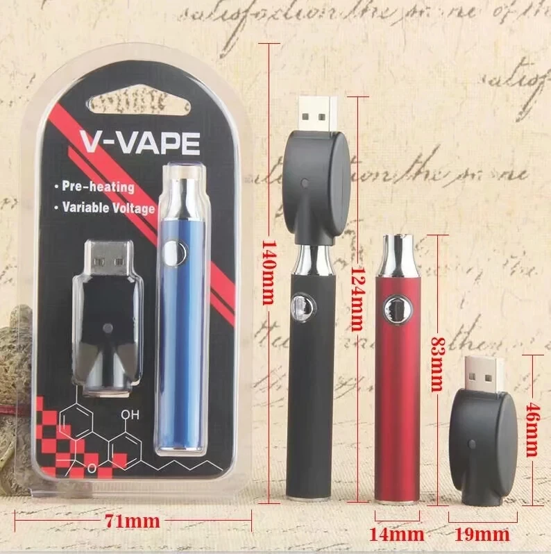 

510 Thread Preheat Battery Electronic Cigarette Newest 650mAh Evod Preheating Battery for Vape CBD Cartridge Vaporizer Vape Kit