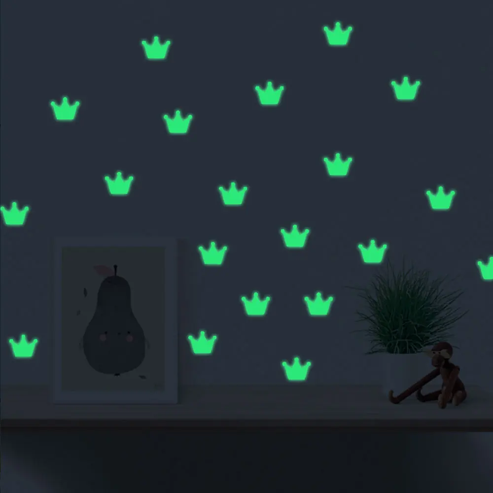 

Free Shipping Glow In The Dark Noctilucous Wall Stickers Eco-friendly Nordic style Shining Crown For Kid`s Room And Livingroom