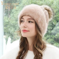 charles perra women hat female korean version fashion warm rabbit wool knitted caps elegant lady winter hats 3224