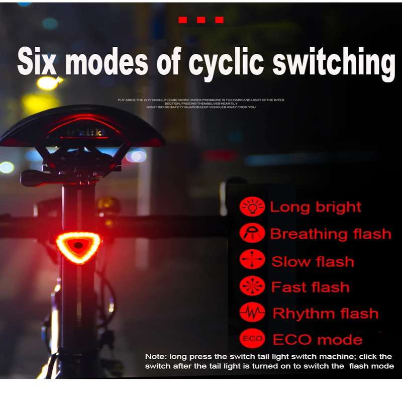 

Велосипедный фонарь, водонепроницаемый светодиодный стоп-сигнал, предупреждающий сигнал, Интеллектуальный индукционный задний фонарь, за...