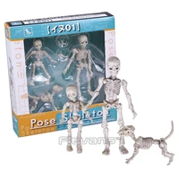 cute fashion design mr bones pose skeleton model with dog table desk book mini pvc figure kids toys collectible gift