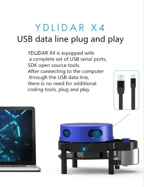 LIDAR-053 EAI YDLIDAR X4 LIDAR Лазерный Радар сканер начиная модуль датчика 10 м 5 к диапазон частоты EAI YDLIDAR-X4
