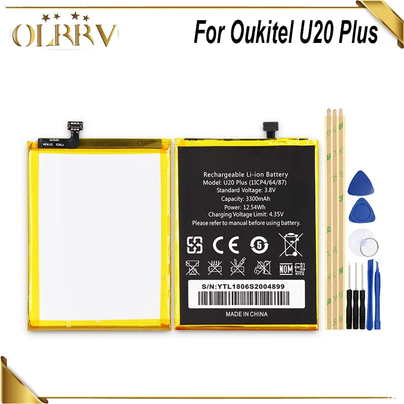 

OLRRV 3300mAh Long Time Standy Battery for Oukitel U20 PlusHigh Quality mobile phone Battery with Tools