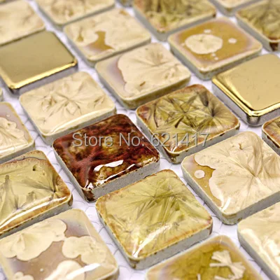 Желтая золотая хаки фарфоровая мозаика кухонная плитка Backsplash HL HMCM1009L напольная