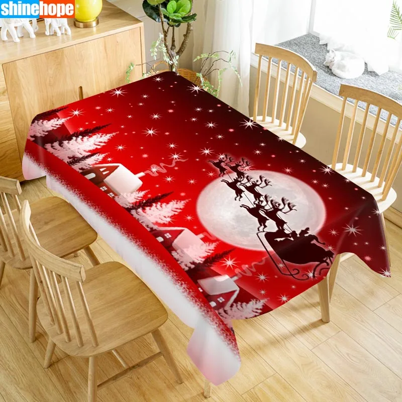 Oxford Cloth Customize Tablecloth Christmas Merry Tree Dust-proof Rectangular Table Cover For Party Home Decor 100X140cm |