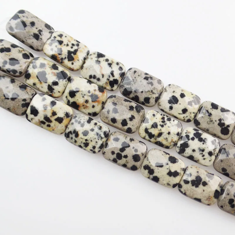 (Бесплатная доставка) 13 шт граненые Dalmation каменные продолговатые бусины 16x12x6 мм