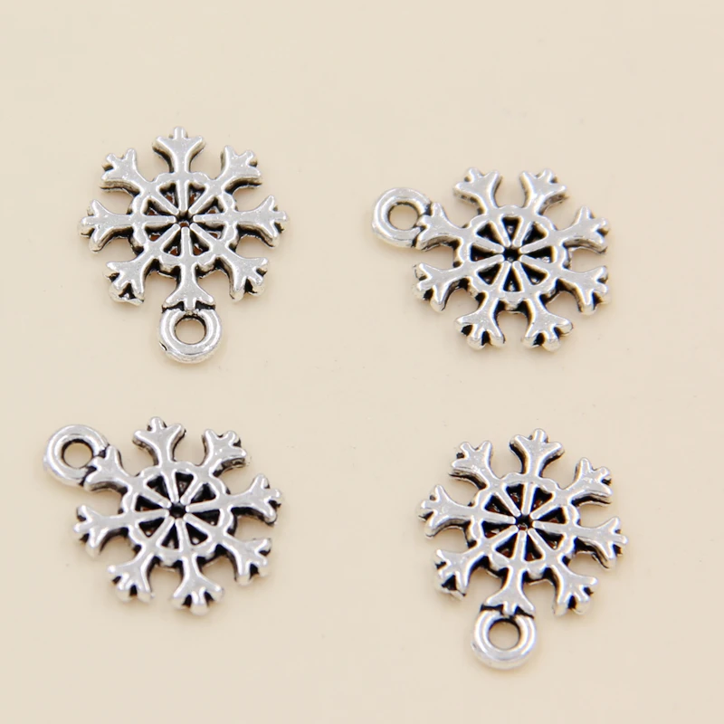 

Wholesale 90pcs Tibetan Silver Snowflake Charms Pendants 11x13mm