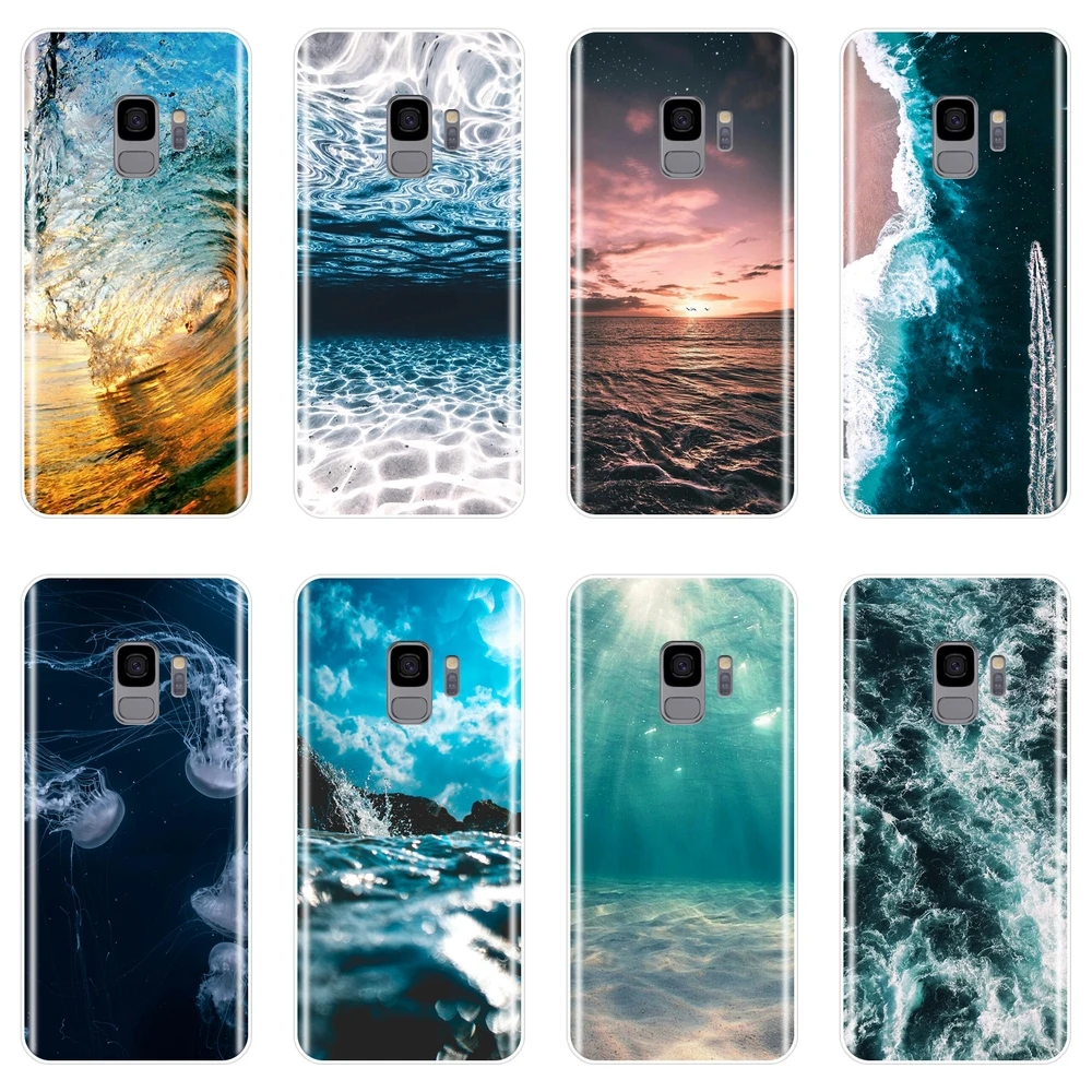 Мягкий чехол для телефона Samsung Galaxy S8 S9 Plus S5 S6 S7 Edge силиконовый волнистый пляжный Note