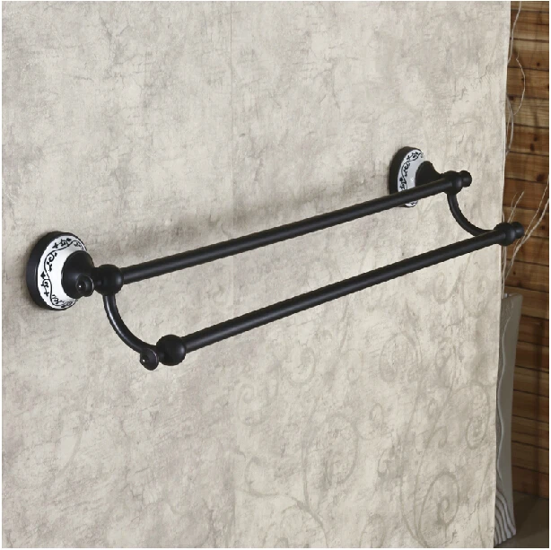 Ванная комната настенный Штанги для полотенец латунь двойной Полотенца шельфа