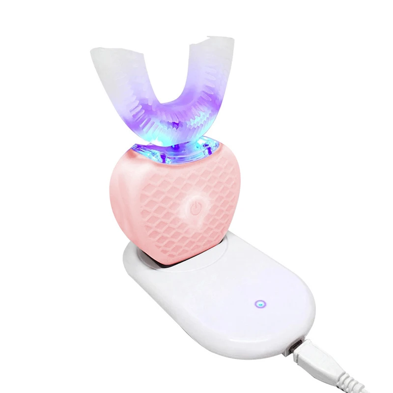Pink - Generation 1 360 ° Автоматическая звуковая электрическая зубная щетка Водонепроницаемая интеллектуальная u-образная автоматическая зубная щетка отбеливающая электрическая зубная щетка - Цвет: Pink - Generation 1