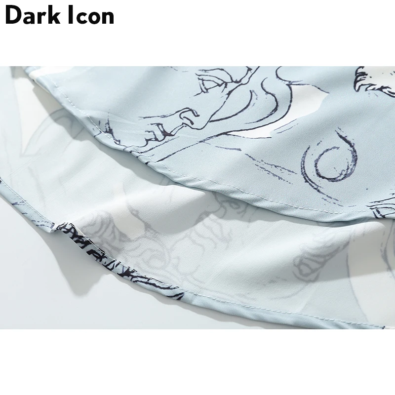 Мужская Уличная рубашка с принтом Dark Icon свободная длинным рукавом уличная одежда