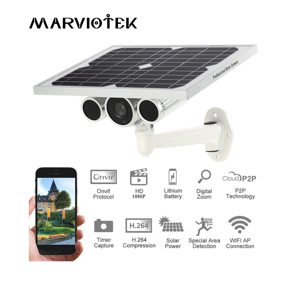 Беспроводная ONVIF ip камера на солнечной батарейке w fi наружная cctv wifi