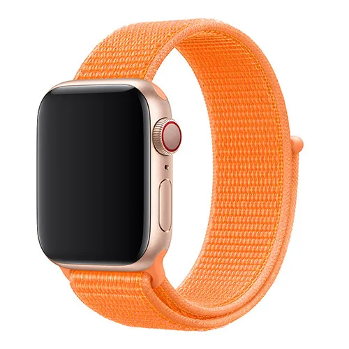 Papaya Нейлоновая петля, ремешок для Apple Watch, ремешок 44/42/40/38 мм Спортивная дышащая correa в едином положении во время занятий легкой атлетикой, браслет на запястье для наручных часов Iwatch, 4/3/2/1 аксессуары - Цвет ремешка: Papaya