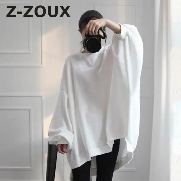 Z-ZOUX, Женская толстовка, толстовки с длинными рукавами, однотонные флисовые толстовки с рукавами «летучая мышь», свободные длинные женские топы, осень, новинка