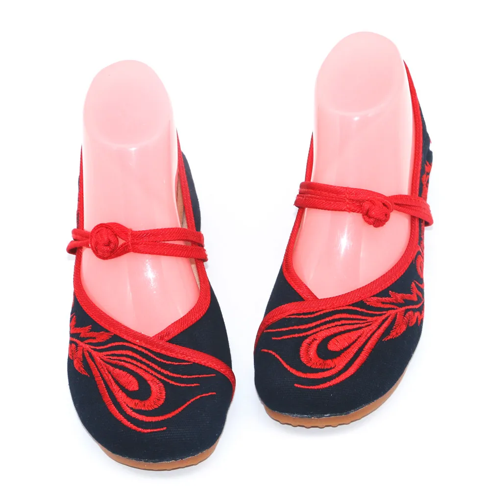 Туфли женские холщовые с круглым носком дышащие лоферы Этническая вышивка