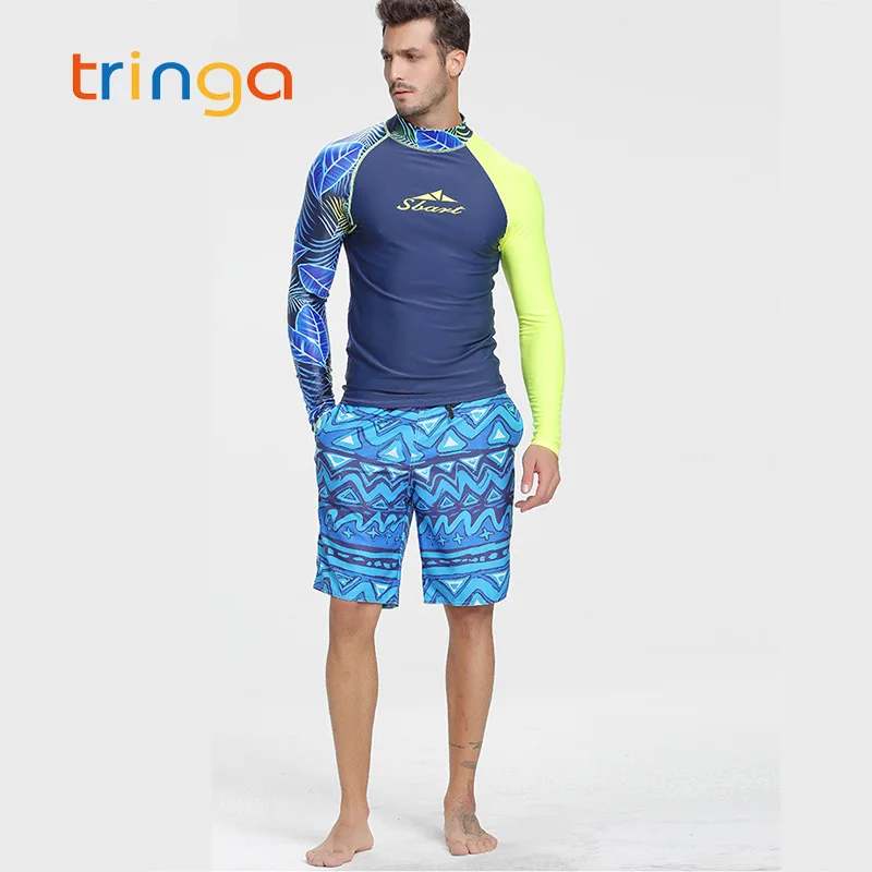 Мужская купальная рубашка Rashguard одежда для серфинга и дайвинга с защитой от