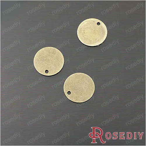 Оптовая продажа 10 мм Античная Бронза Круглый латунь без слово пластина толщиной