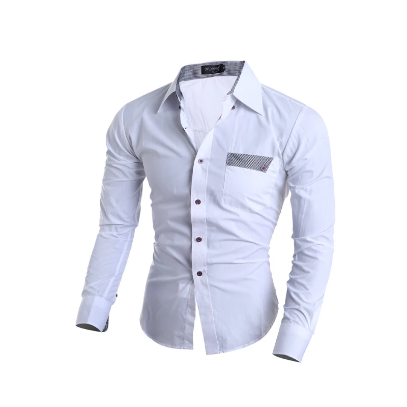 Western Fashion patchwork plaided pocket men's shirts full sleeve M-2XL casual young man slim fit UK boy clothes hot sale | Мужская
