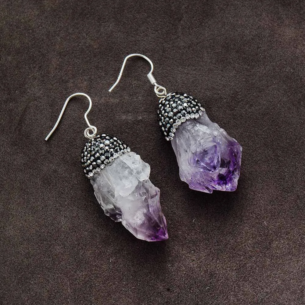 Женские серьги с кристаллами Amythyst роскошные капельки для мам и девушек