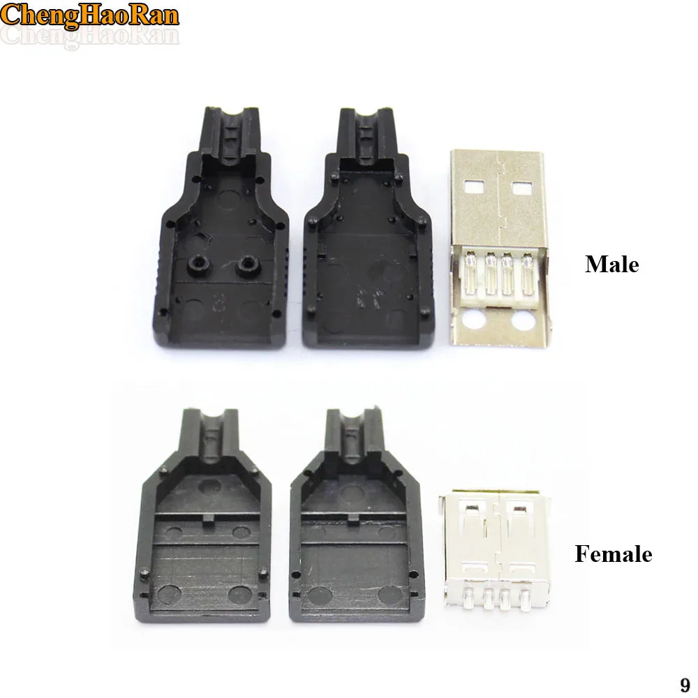 ChengHaoRan 1000 шт. DIY штекер USB разъем пластиковый чехол адаптер Подключение 2 0 PCB SDA