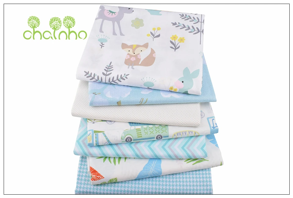 Chainho, 7 шт./лот, Зеленый мультфильм серии, печатные твиловая, хлопковая ткань, Лоскутная Ткань для DIY Вышивание квилтинга для малышей и детей материал