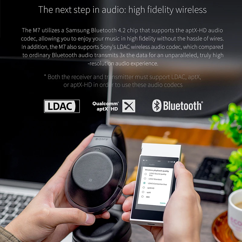 FiiO M7 High-Res аудио музыкальный плеер без потерь MP3 Bluetooth 4,2 aptx-hd LDAC сенсорный экран с поддержкой fm-радио родные DSD128