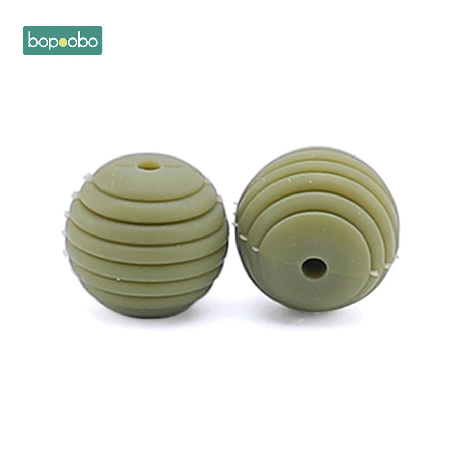Army Green Bopoobo 100 шт 15 мм BPA бесплатно силиконовые спиральные бусины пищевого качества силиконовые сотовые бусины Детские Силиконовые жемчужные крошечные стержни для детей - Цвет: Army Green