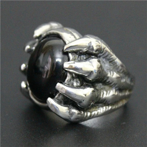Fashion Ring Cool Design Biker Dragon Claws Black Stone 316L Stainless Steel Wholesale Price | Украшения и аксессуары