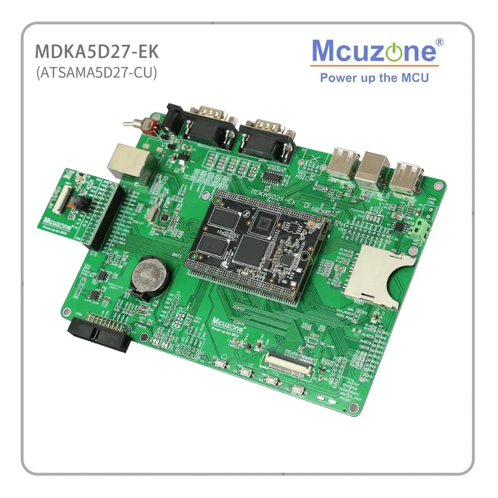 MDKA5D27-EK микрочип ATMEL ATSAMA5D27 500 МГц Cortex-A5 Linux 4 9 HS USB Cap Touch 7 дюймов 1024x600 LCD 512 Мб DDR3/3L |