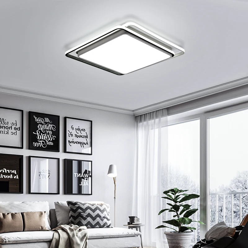 Квадратный светодиодный потолочный светильник черного и белого цветов