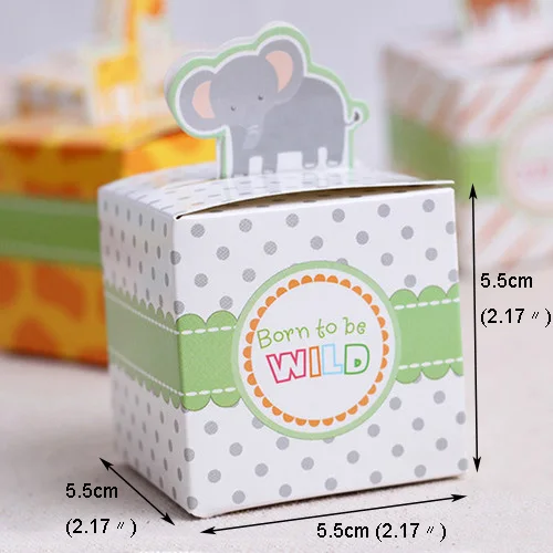 Elephant 50 шт. подарочные коробки Тигр жираф слон Обезьяна конфеты коробки для печенья сумки для упаковки Дети День рождения ребенка душ вечерние украшения - Цвет: Elephant