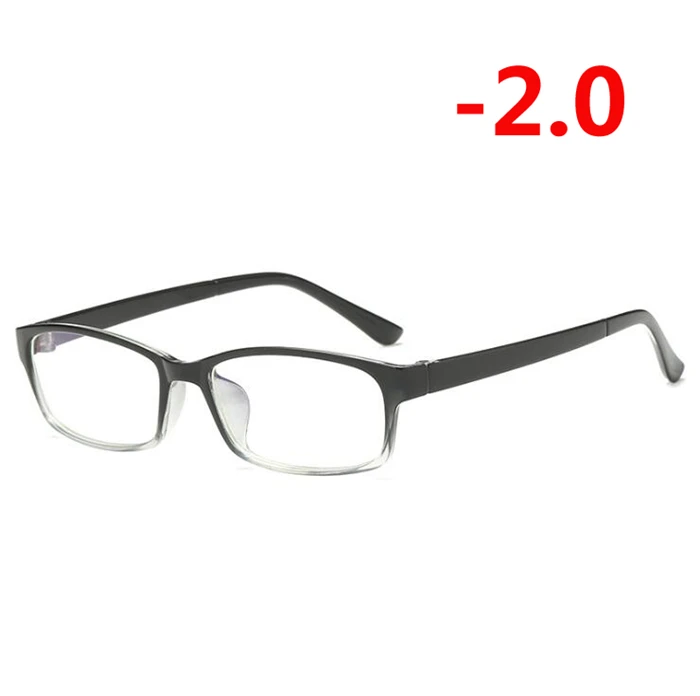 Myopia 200 0-0,5-1-1,5-6. 0 готовой близорукость очки Для женщин Для мужчин Anti-Blu-ray черный прозрачный каркас с коротким-очки для коррекции зрения со степенью - Цвет оправы: Myopia 200