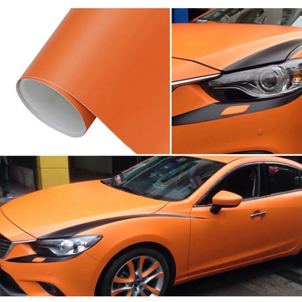 Orange 6" x10ft/1,52x3 м матовая пленка ping виниловая пленка лист наклейка автомобиля Стайлинг обёрточная бумага Мотоцикл Грузовик обёрточная бумага ping фольга - Название цвета: Orange