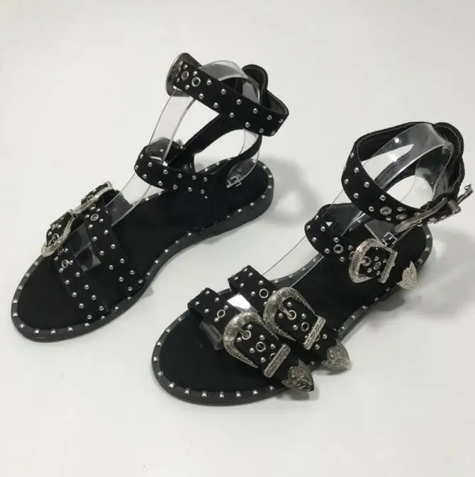 

2019 новые летние ботильоны на толстом каблуке; Женские стильные брендовые туфли с заклепками; С пряжкой; Блестящие туфли на высоком каблуке; ...