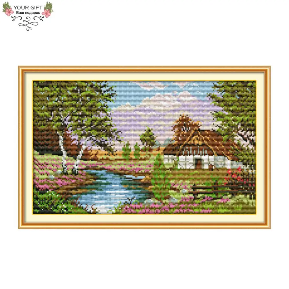 

Your Gift F338(1) 14CT 11CT Counted and Stamped Home Decoration The Scenery Of The Countryside Embroidery DIY Cross Stitch kits