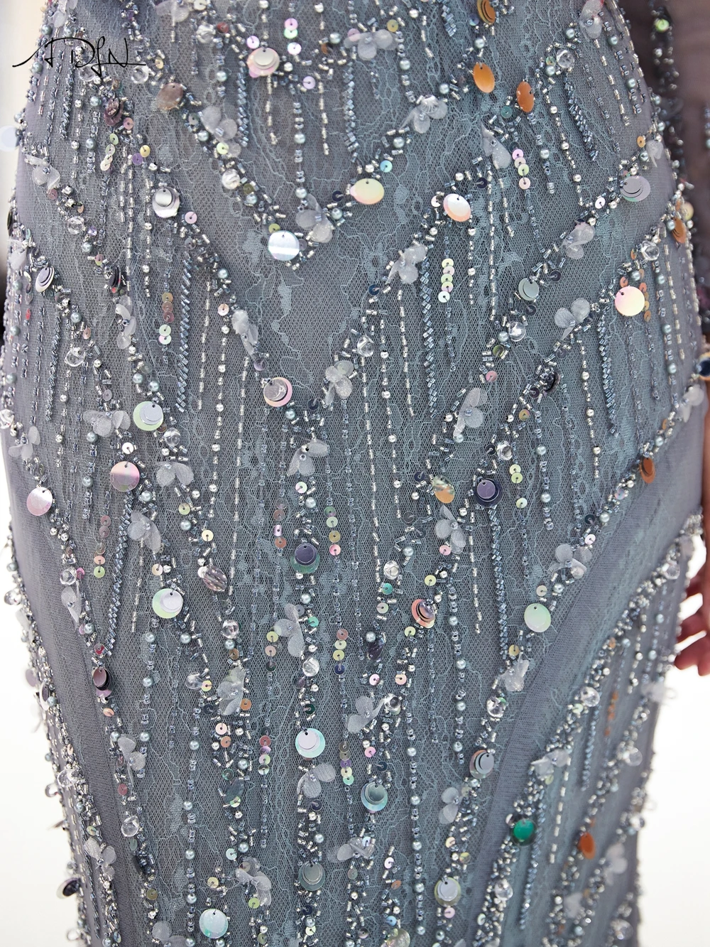 ADLN Robe De Soiree Русалка вечернее платье с длинными рукавами вечерние элегантные vestido de festa тонкое вышитое бисером длинное кружевное платье для выпускного вечера