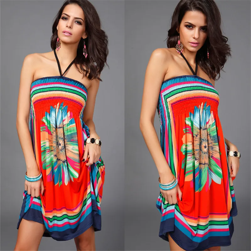 Новинка Летний стиль сексуальное женское пляжное платье с цветочным рисунком