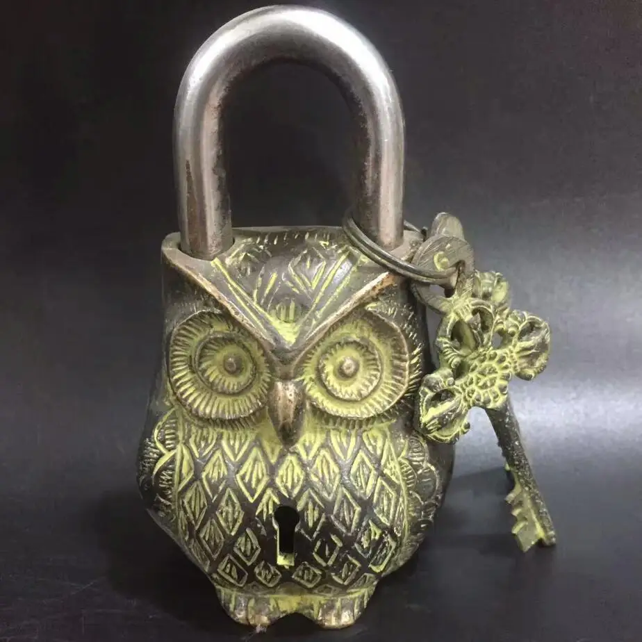 Chinese ancient architectural furniture  owl copper  sculpture lock
