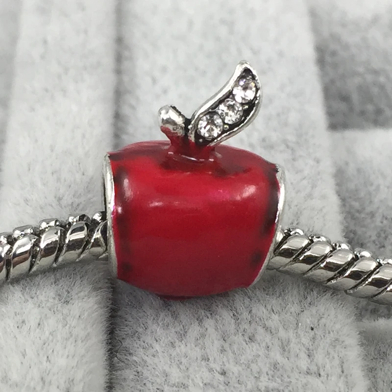 Красная эмаль Белоснежка Яблоко Европейские Бусины Подходят для браслетов и