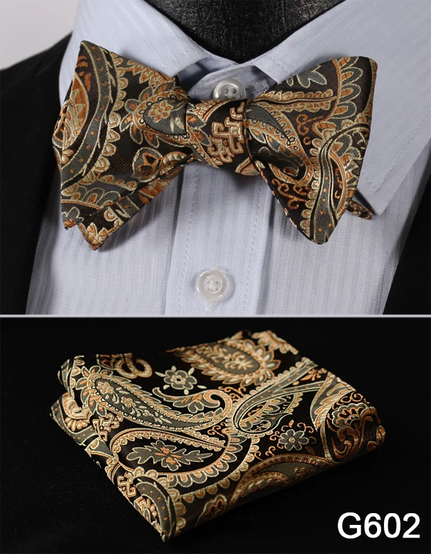 Цветочные Пейсли в полоску шелковые жаккардовые тканые мужские бабочки с