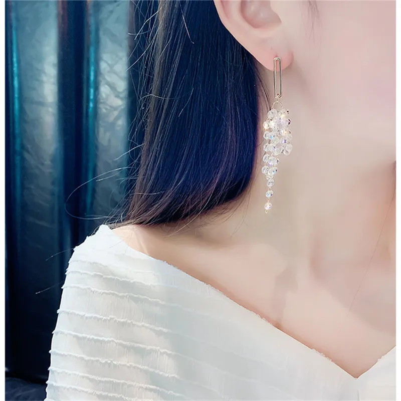 FYUAN длинные кисточки кристаллы бусины Висячие серьги для женщин Bijoux изысканные геометрические висячие серьги массивные серьги ювелирные изделия