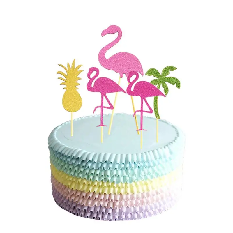 5 шт. топперы для торта в виде фламинго ананаса капкейка | Дом и сад