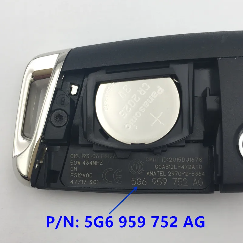 QCONTROL удаленный ключевой натуральная 5G6 959 752 AG для VW/VOLKSWAGEN MK7 Гольф 7 VII MQB система